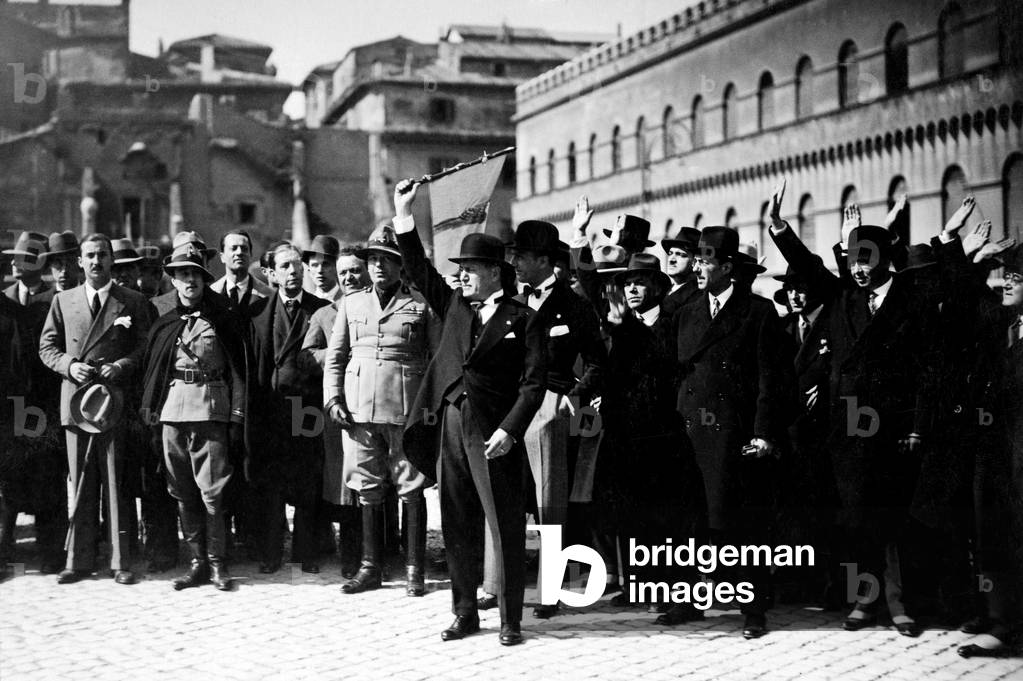 Benito Mussolini And the Fascist Youth, 1927 (b/w photo)