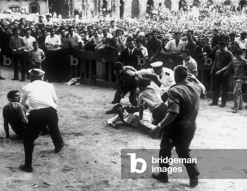 Palio Di Siena, Tuscany, Italy, 1966 (b/w photo)