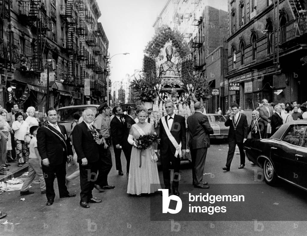 New York, San Gennaro Party in the Italian District, 1970 (b/w photo)