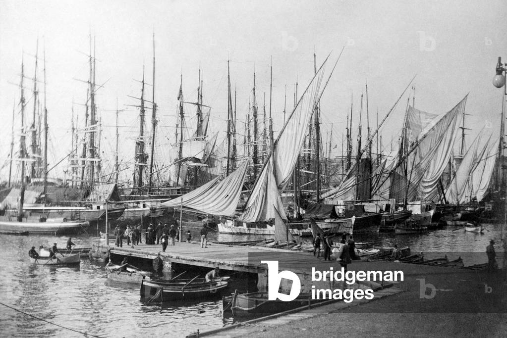 Harbour, Genova, Liguria, Italy, 1900-10 (b/w photo)
