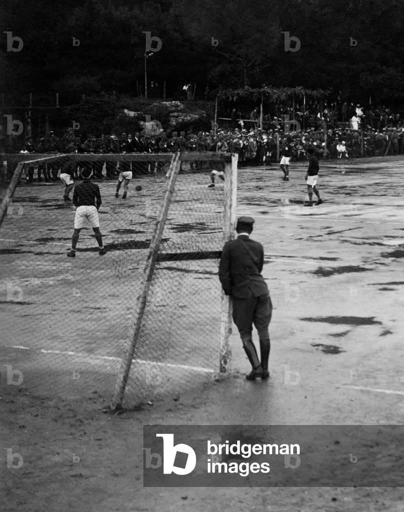 Italy, the Military Camp of Abbazia in Venezia Giulia, 1920 (b/w photo)