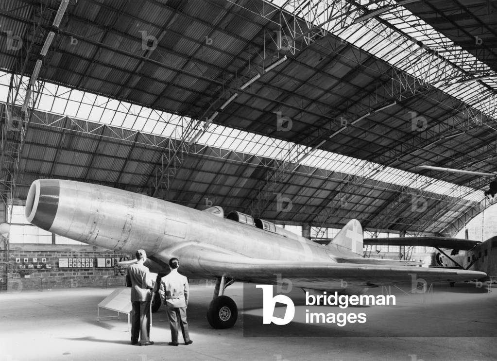 Hangar, Jet Plane Cc2 (b/w photo)