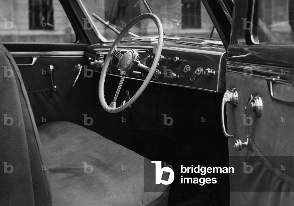 Interior of a Car, Milan, 1950 (b/w photo)