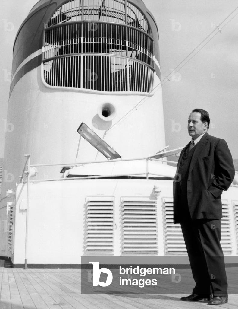 Pietro Annigoni on the Cristoforo Colombo Ship, 1964 (b/w photo)
