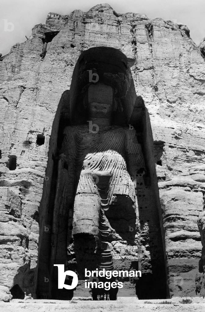 Asia, Afghanistan, the Buddhas of Bamiyan, 1960 (b/w photo)