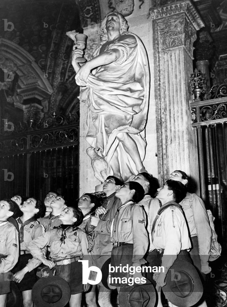 Italy, Pavia, Scouts at the Charterhouse, 1947 (b/w photo)