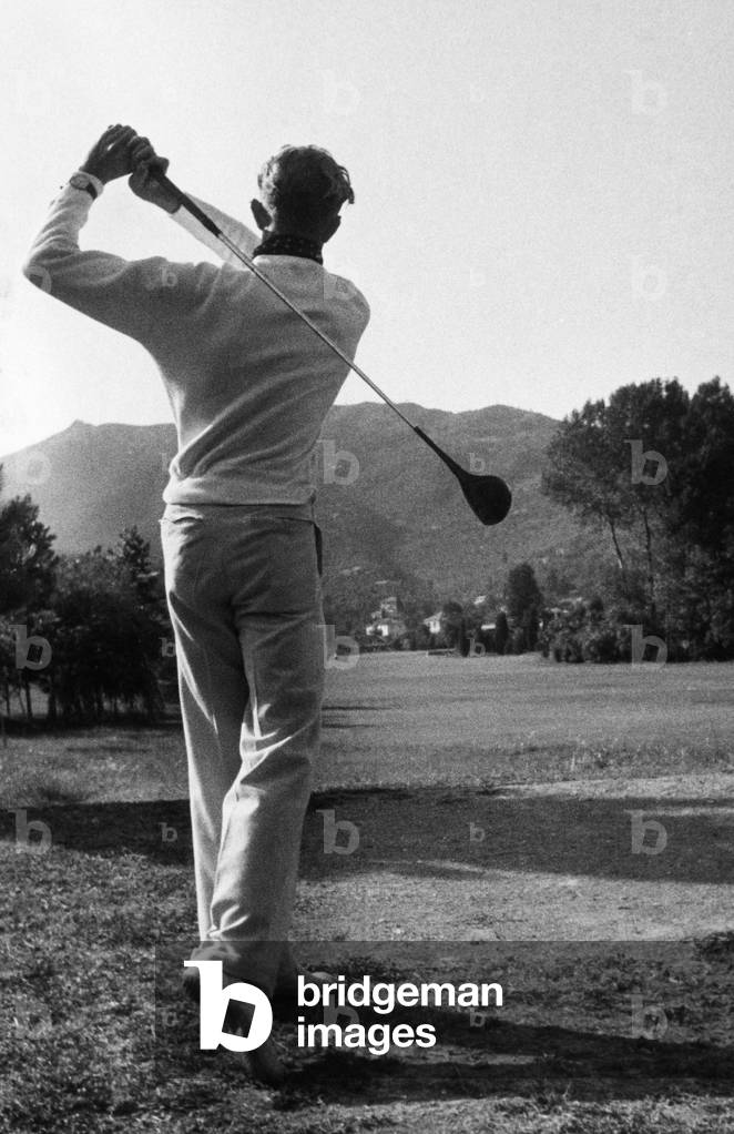 Golfer, Rapallo, Liguria, Italy, 1955 (b/w photo)