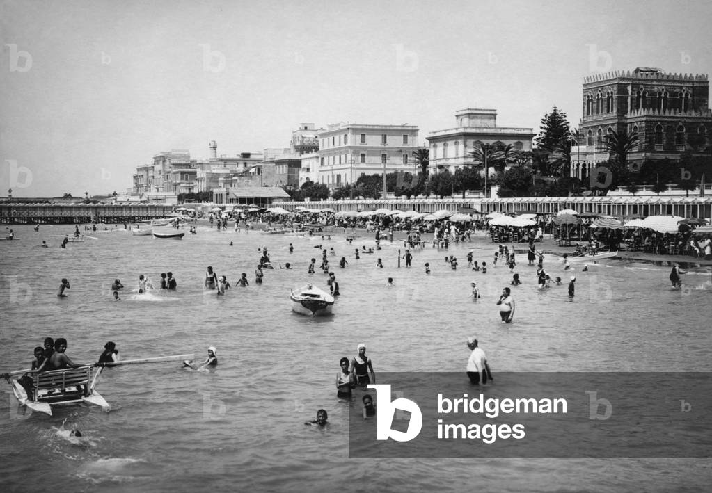 Beach, Anzio, Lazio, Italy 1930-40 (b/w photo)