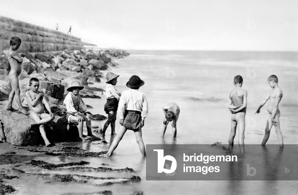 Italy, Veneto, Isola Di Pellestrina, Murazzi 1800-1900 (b/w photo)