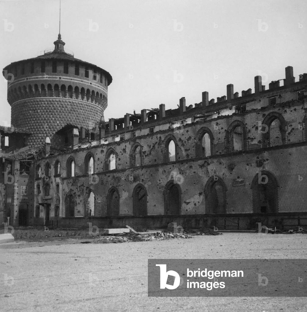 Milan, Castello Sforzesco, Second World War, 1939-45 (b/w photo)