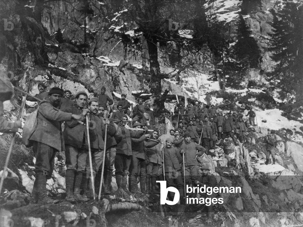 Italy, First World War, Costruction of a Military Street, 1915-18.  (b/w photo)