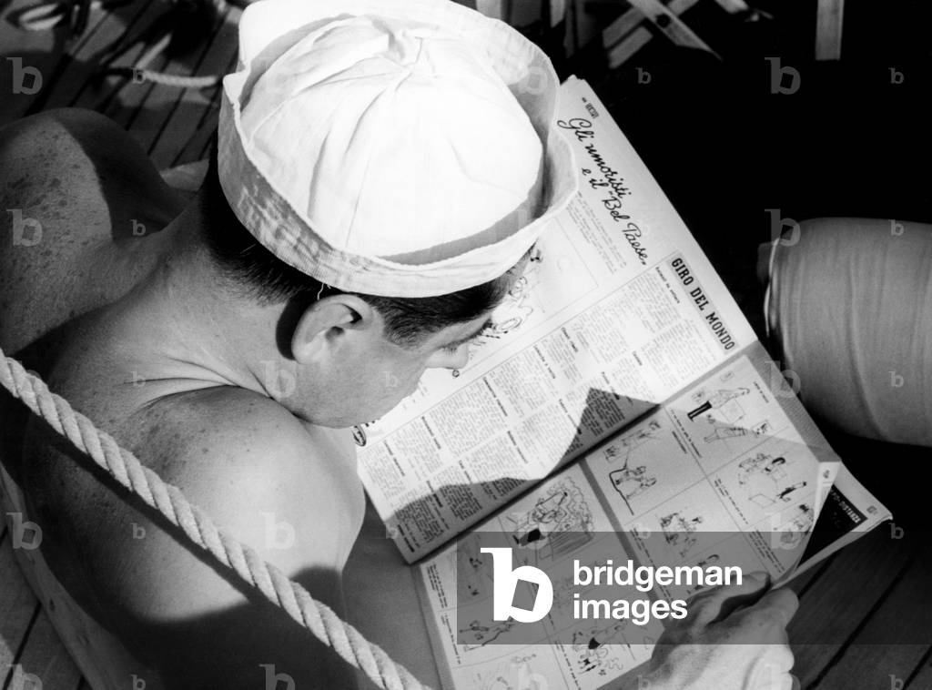 Relax During the Navigation, Italy 1962 (b/w photo)