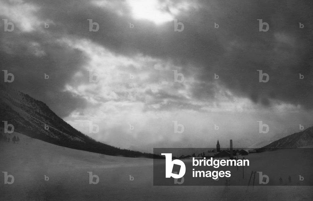Italy, Piemonte, Claviere, 50s (b/w photo)