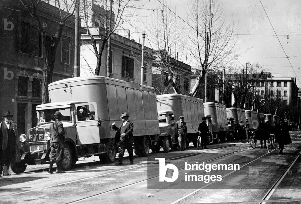 Fascism, Benito Mussolini And the Eat Road Train, Via Appia, 1927 (b/w photo)