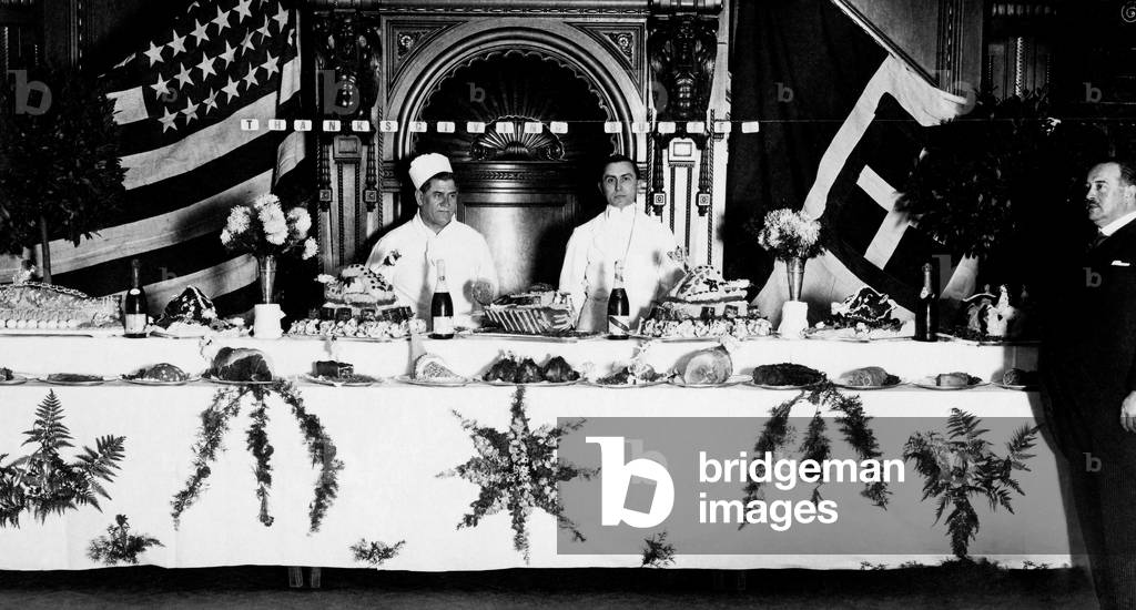 First Class Buffet on Conte Verde Transatlantic, 1930 (b/w photo)