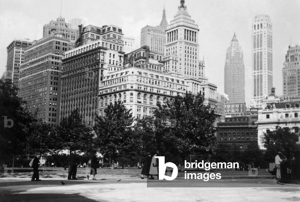 Usa, New York, Battery Park (b/w photo)