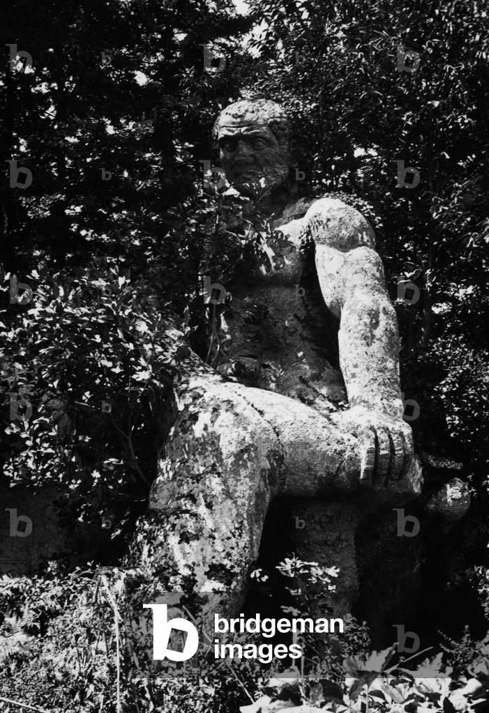 Monster Park or bomarzo foreSt. Lazio, Italy 1940 (b/w photo)