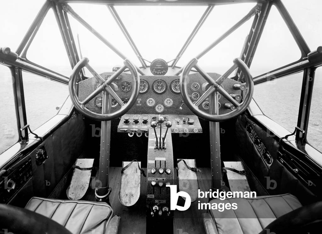 Cockpit of An Airplane Breda, Italy 1920-30 (b/w photo)