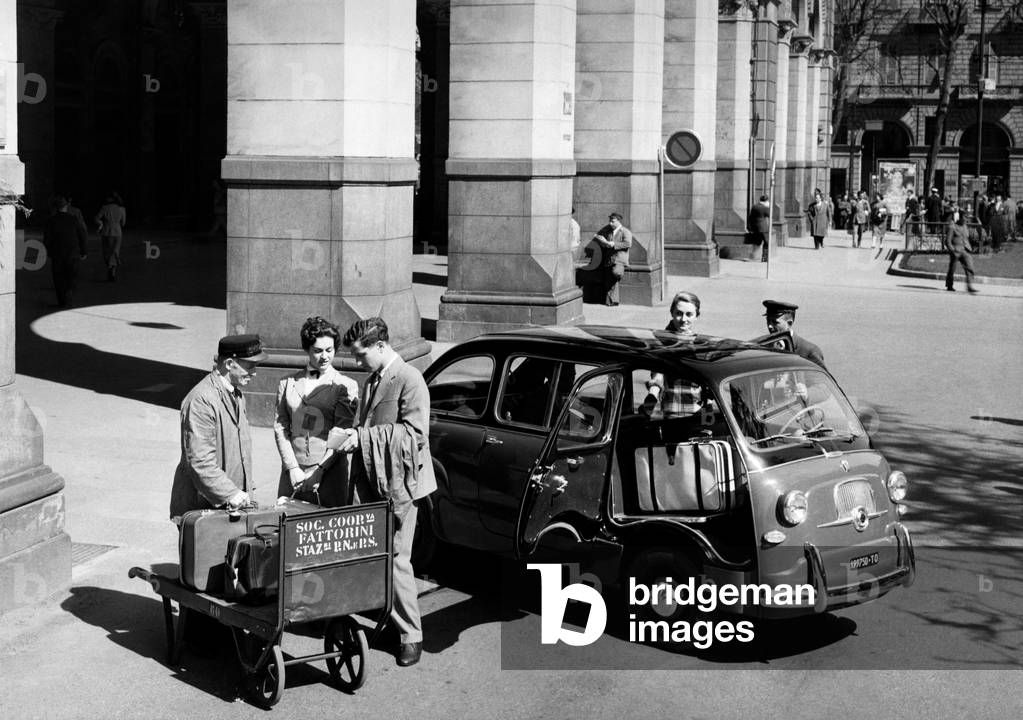 Fiat 600 Multipla, Taxi, 1956 (b/w photo)