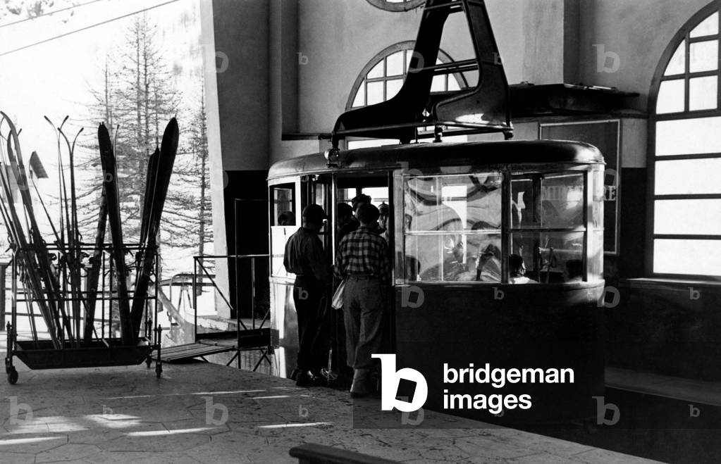 Cervino Cableway, Valle D'Aosta, Italy, 1920-30 (b/w photo)
