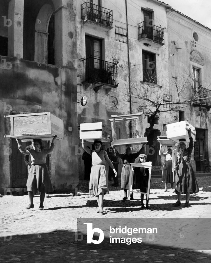 Women on the Street, Calabria, Italy, 1952 (b/w photo)