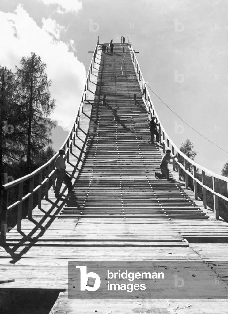 Italy, Cortina, Take-Off Ramp, Ski Jumping, 1940 (b/w photo)