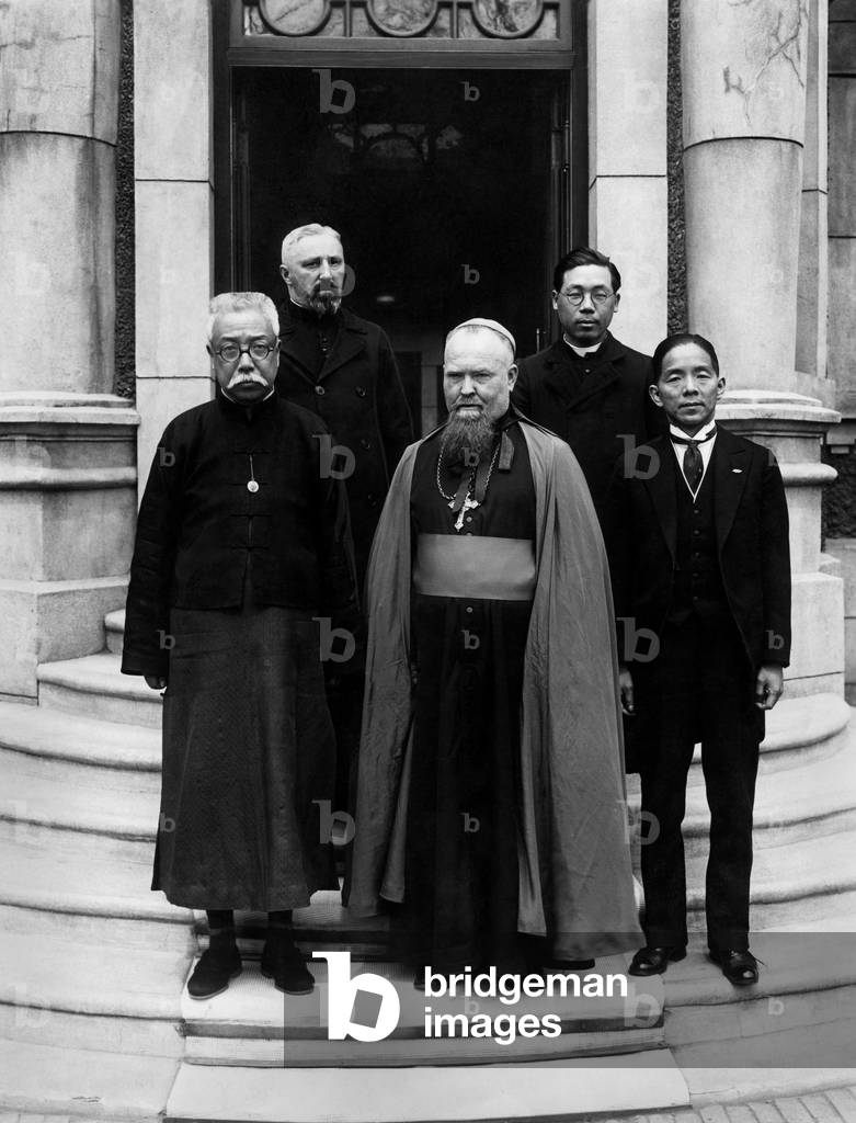The Hsinking Bishop Gaspais Exits the Imperial Audience, China, Asia, 1914 (b/w photo)