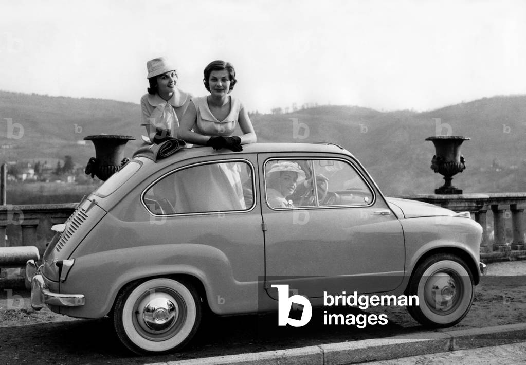 Fiat 600 Trasformabile, 1956 (b/w photo)