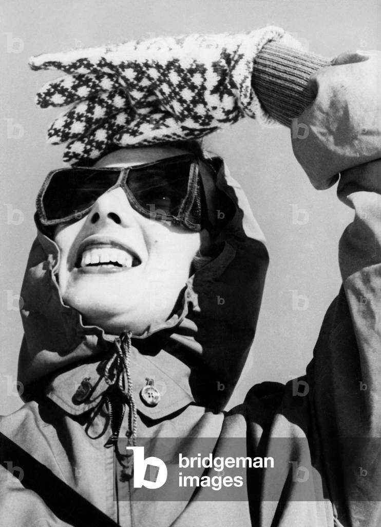 Skier in Cortina D'Ampezzo, 1950 (b/w photo)