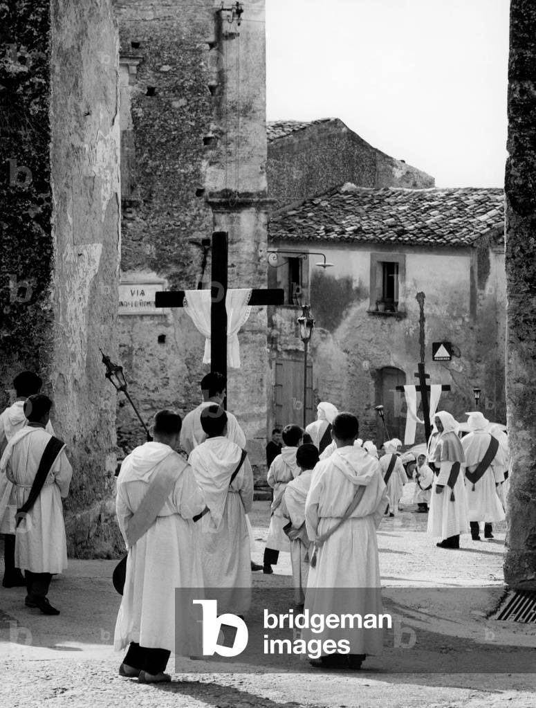 Holy Friday, Gerace, Calabria, Italy, 1967 (b/w photo)