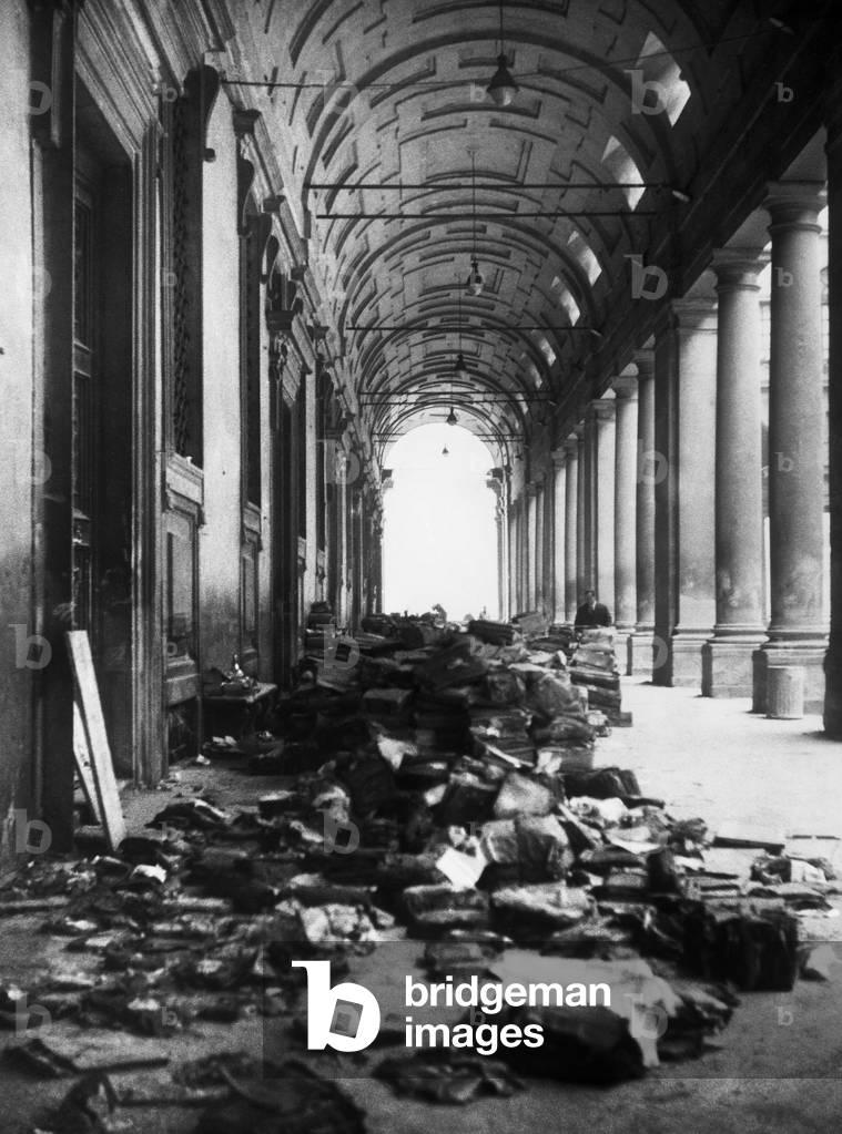 Documents After the Flood of 4Th November, 1966, National Archives of Italy, Florence, Tuscany, Italy, 1967 (b/w photo)