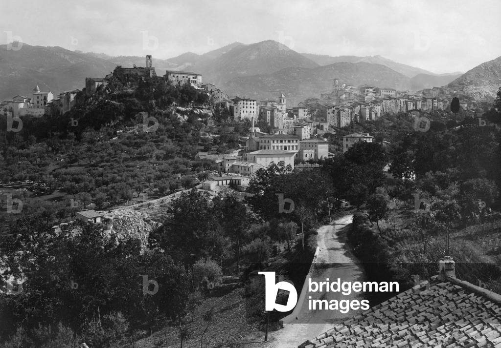 Panorama, Carpineto Romano, Lazio, Italy 1920 (b/w photo)