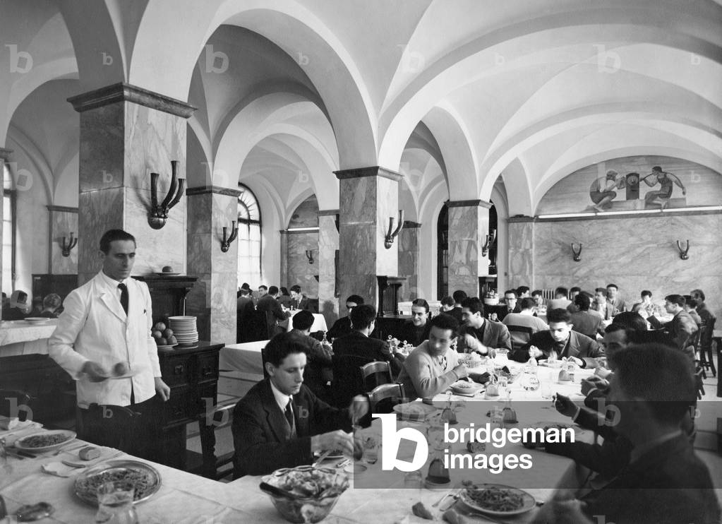 Scuola Normale Superiore Di Pisa, Canteen, Tuscany, Italy, 1958 (b/w photo)