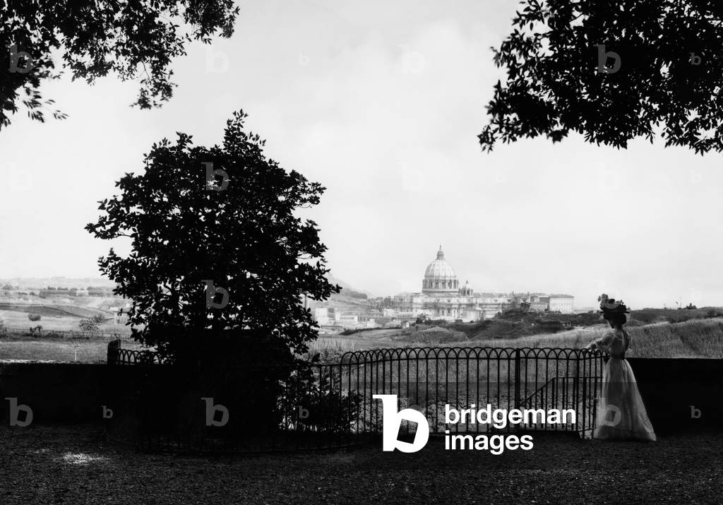 St, Peter'S Basilica From Villa Doria Pamphili, Rome, Lazio, Italy 1900 (b/w photo)