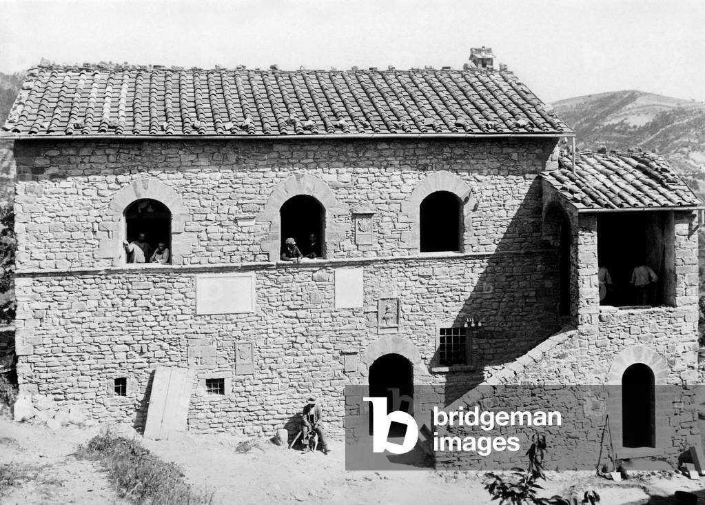 Italy, Tuscany, Caprese Michelangelo, the birthplace of Michelangelo, 1910-20 (b/w photo)