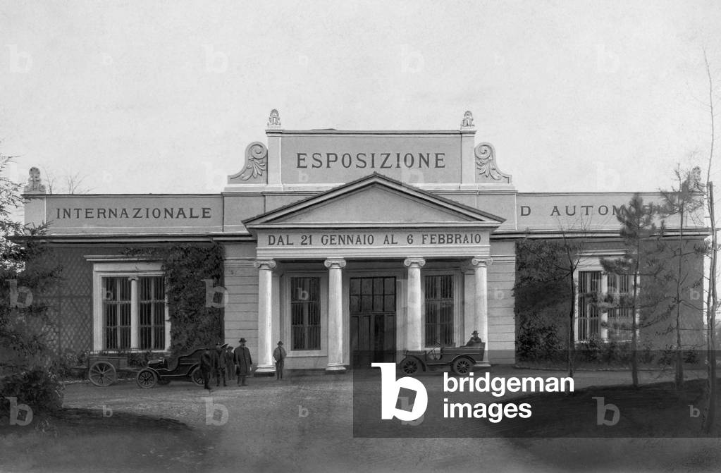 International Car Exhibition, Turin, Piedmont, Italy, 1906 (b/w photo)