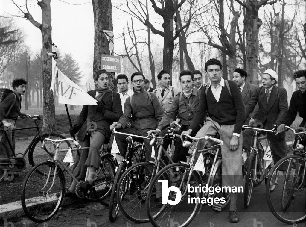 Italy, Pavia, Students at the Charterhouse, 1947 (b/w photo)