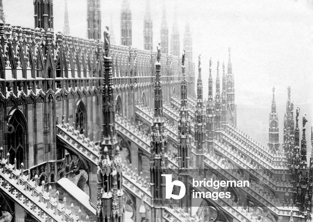Italy, Milan, View of the Cathedral Spiers, 1910-20 (b/w photo)