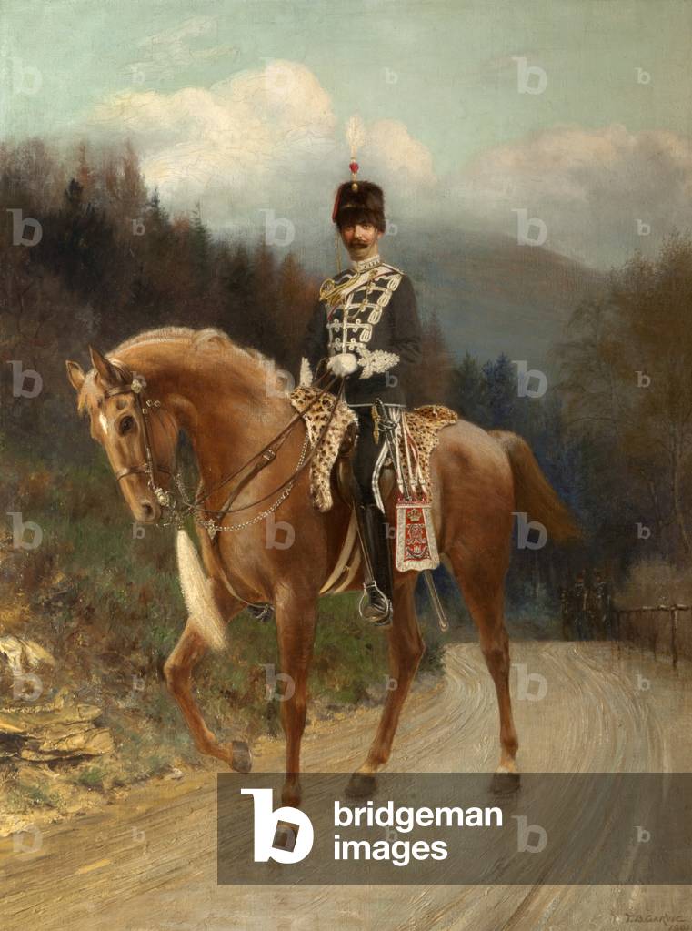 Captain William Henry Armstrong Fitzpatrick Watson-Armstrong, later 1st Baron Armstrong of Bamburgh and Cragside (1863-1941), in the uniform of the Northumberland Hussars