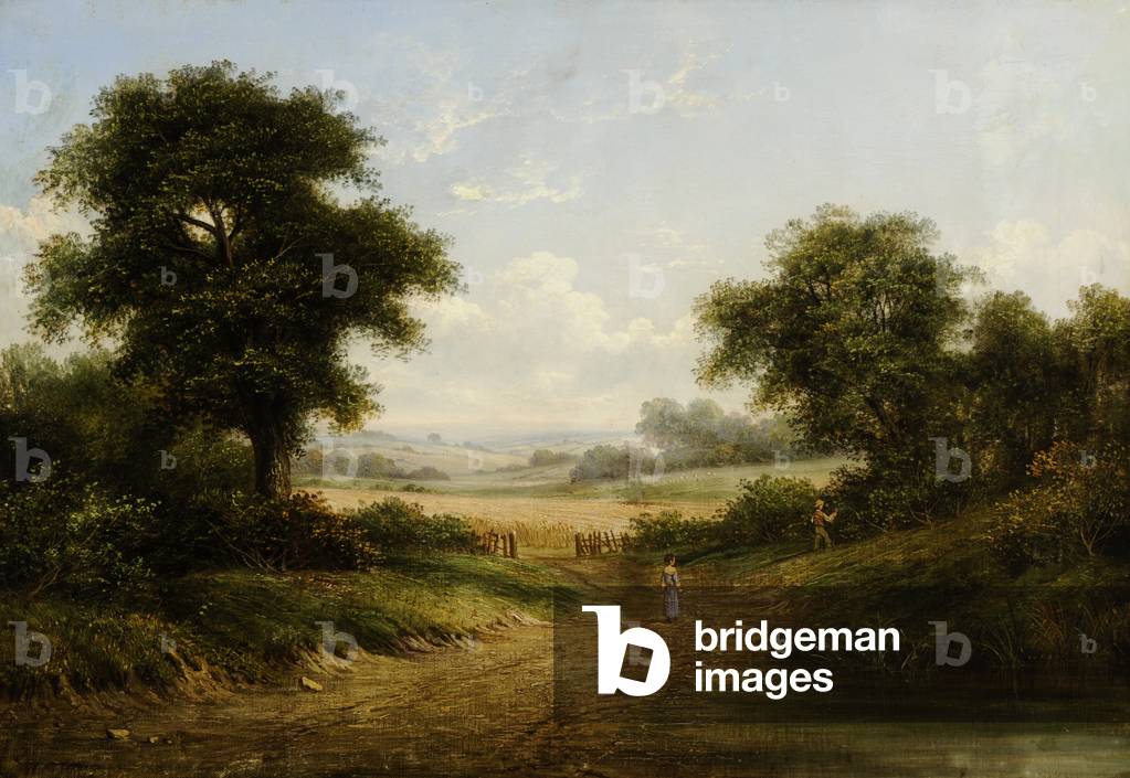 Landscape with Cornfield and Two Figures
