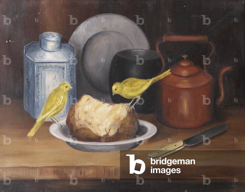Still Life with Birds and Bread (oil on canvas)