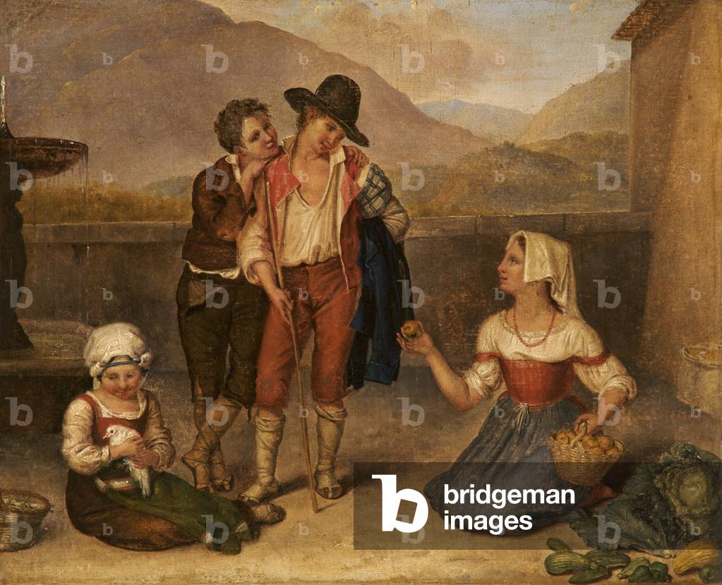 Italian Peasant Children selling Vegetables