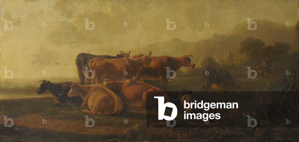 Cattle with Sleeping Cowherd