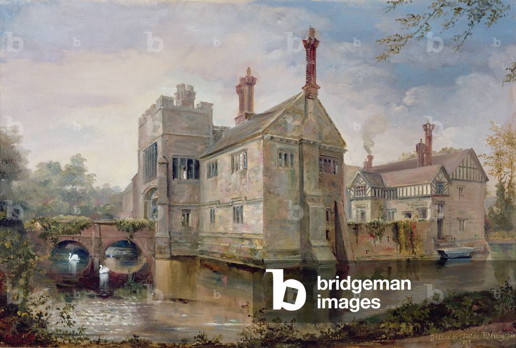 Veduta di Baddesley Clinton nel 1898 (olio su tela)
