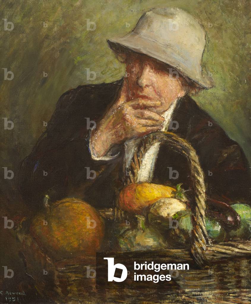 Self-portrait in a Hat with a Basket of Vegetables, 1951 (oil on canvas)