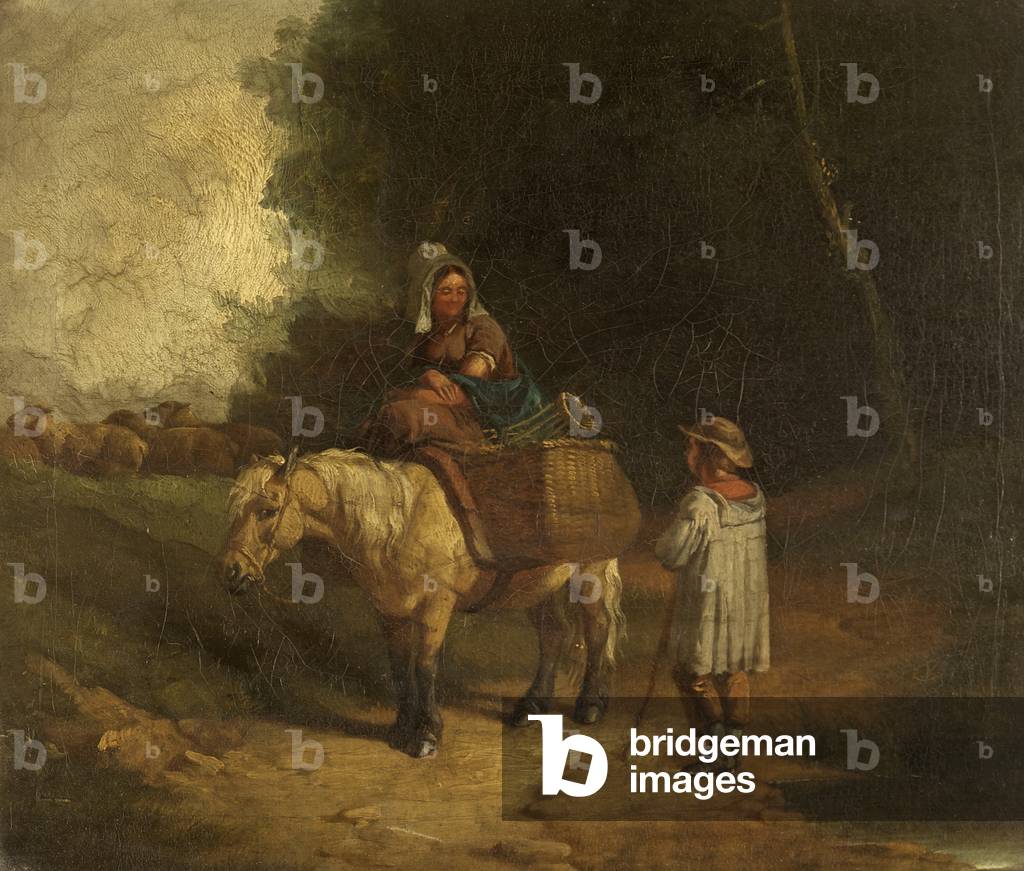 Peasant Girl returning from Market, conversing with a Shepherd Boy