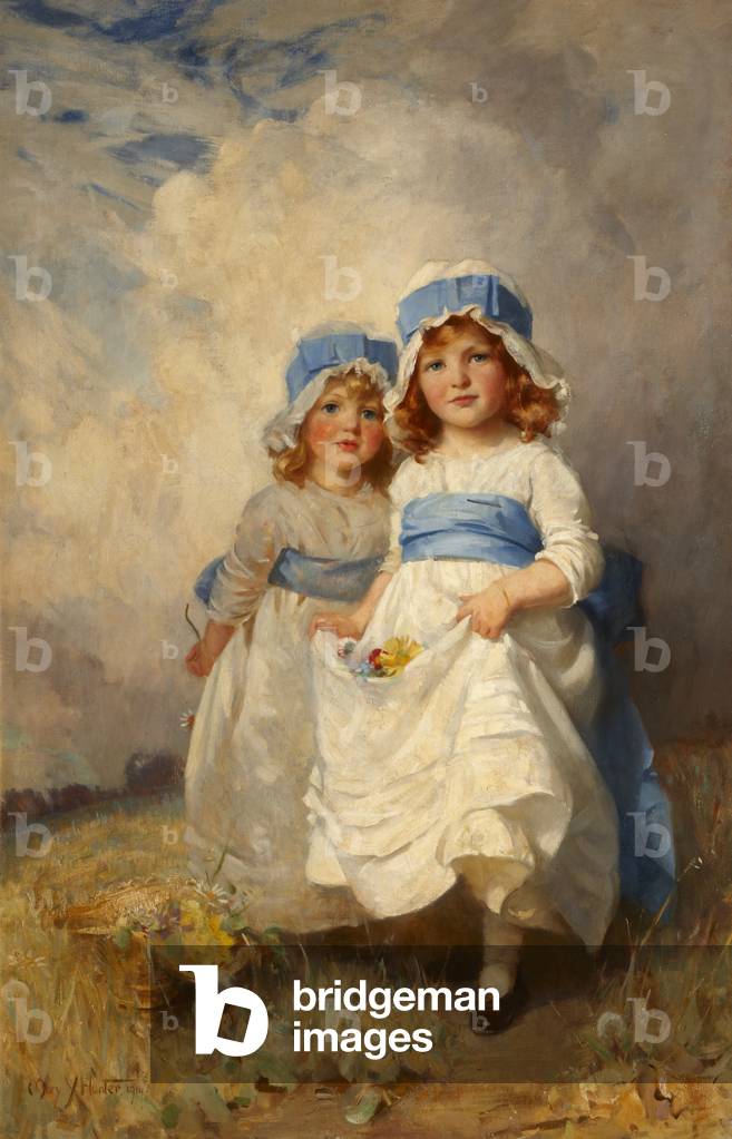 Lady Margaret Frances Anne Vane-Tempest-Stewart aged 4, and Lady Helen Maglona Vane-Tempest-Stewart aged 3, 1914 (oil on canvas)