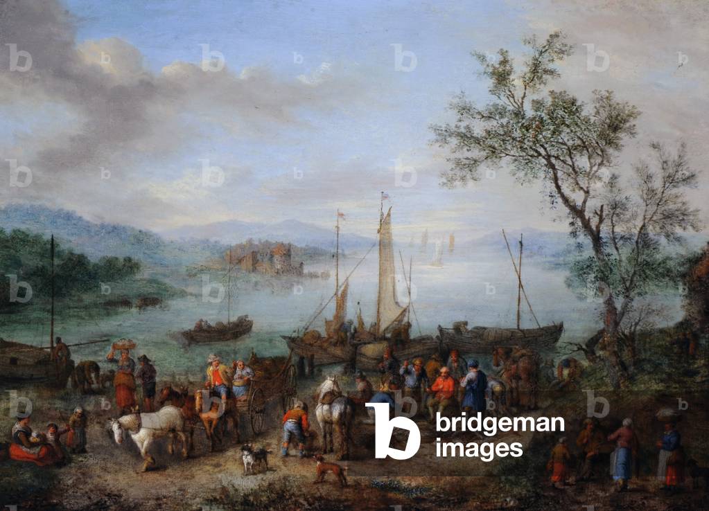 A River Landscape with Fishermen unloading their Catch