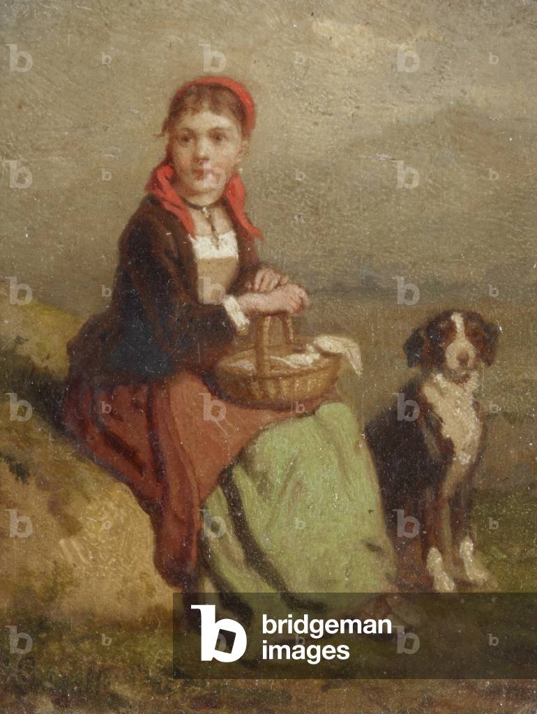 Girl and a Dog resting by the Wayside