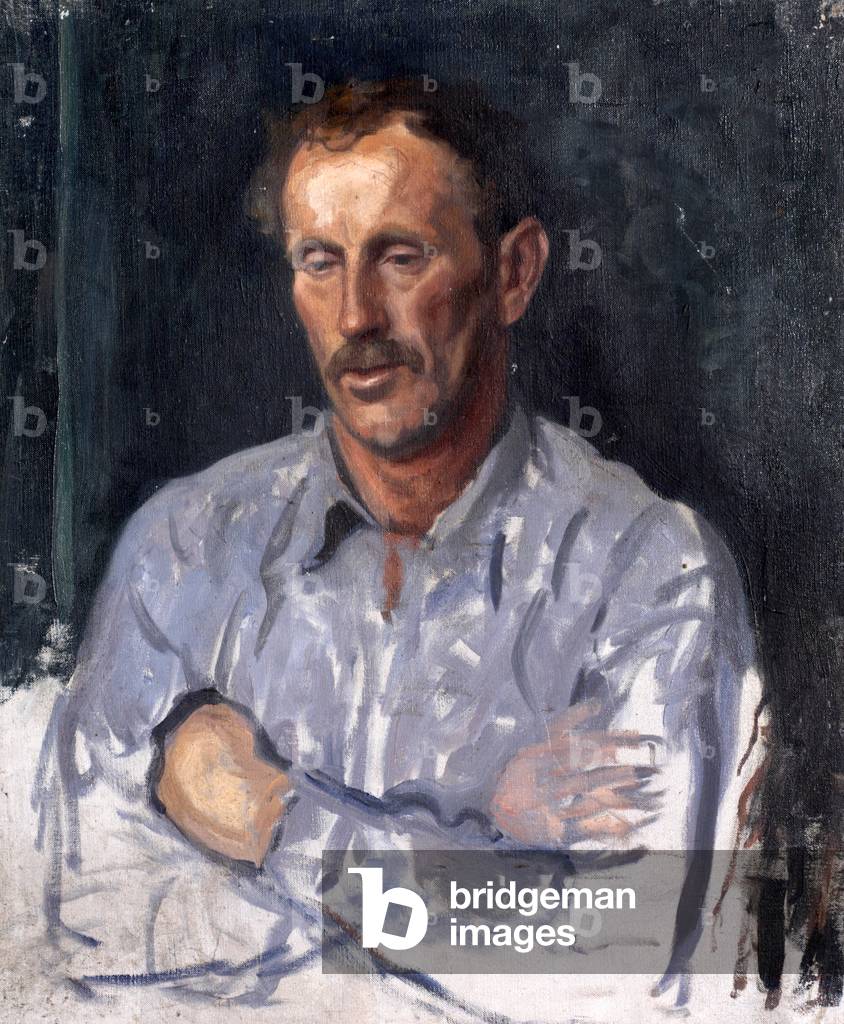 A St Ives Fisherman (from a set of six portraits): Tommy Daniel (unfinished) (oil on canvas)